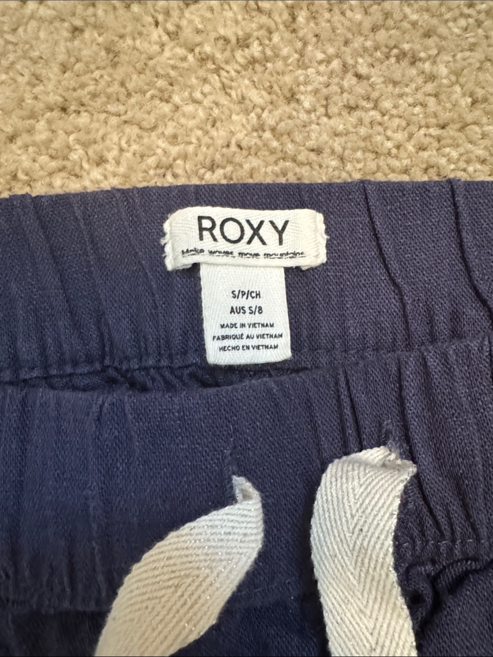 Pair of  Roxy Casual Drawstring Linen Pants - Olive Green & Navy - Picture 2 of 6